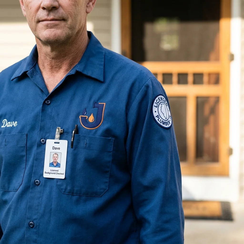 Licensed plumber showing ID badge in Remington, IN