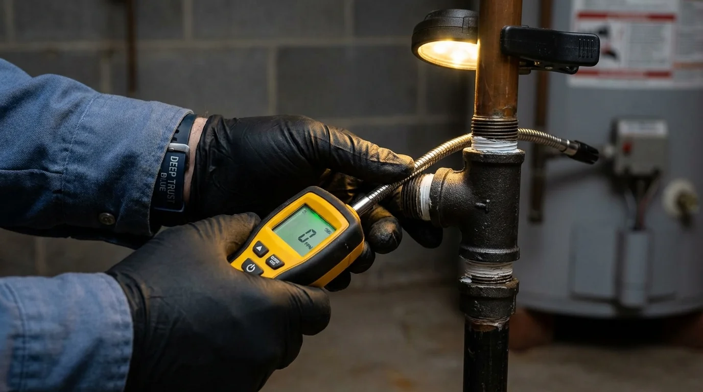 Gas leak detection with electronic sniffer by Johns Plumbing LLC in Remington